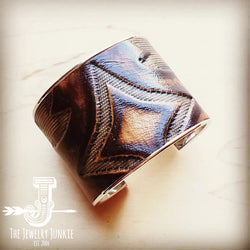 *Wide Cuff Bangle Bracelet in Brown Laredo Leather 003e