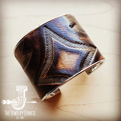 *Wide Cuff Bangle Bracelet in Brown Laredo Leather 003e
