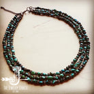 Triple Strand Natural Turquoise & Copper Collar Necklace
