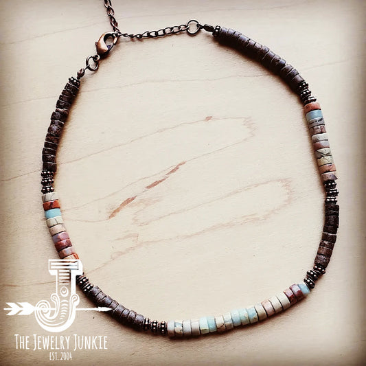 Aqua Terra Gemstone Beaded Choker Necklace 230H