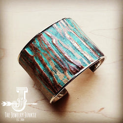 *Wide Cuff Bangle Bracelet in Turquoise Chateau Leather 003m