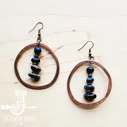 *Copper Hoop Earrings w/ Blue Lapis and Copper 201s