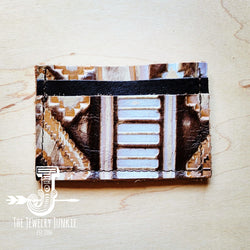 **Embossed Leather Credit Card Holder- Sienna Navajo 602z