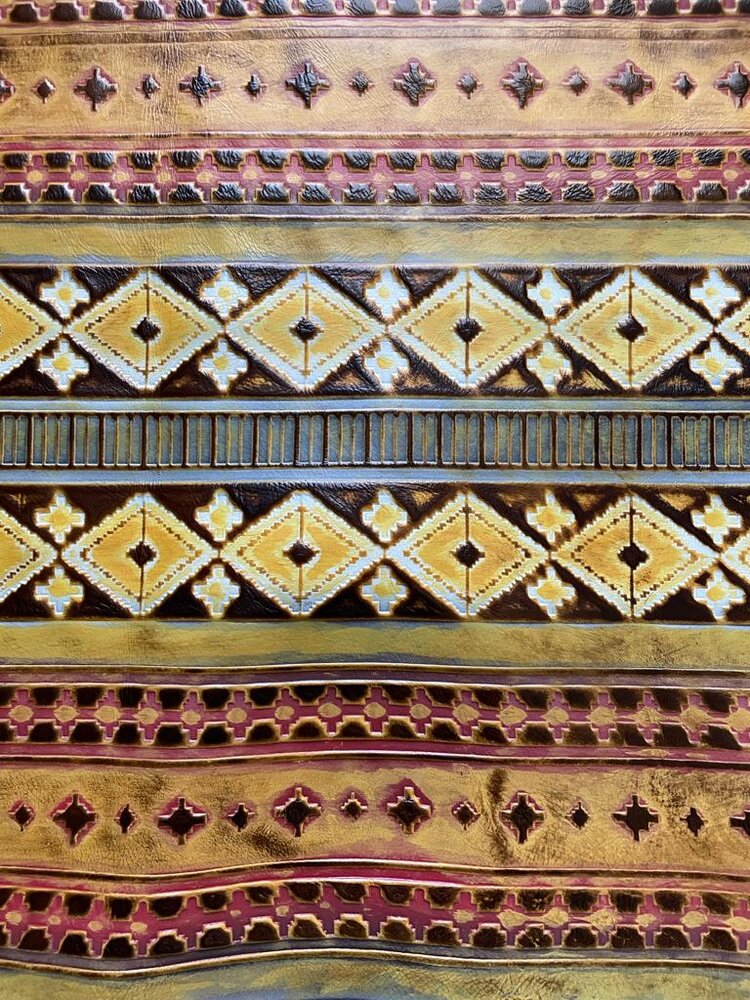 **Embossed Leather Credit Card Holder-Yellow Navajo 602g