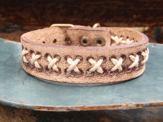Vintage Woven Leather Cuff Bracelet X-Pattern 005B* - The Jewelry Junkie