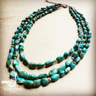 Triple Strand Natural Turquoise & Wood Collar Necklace