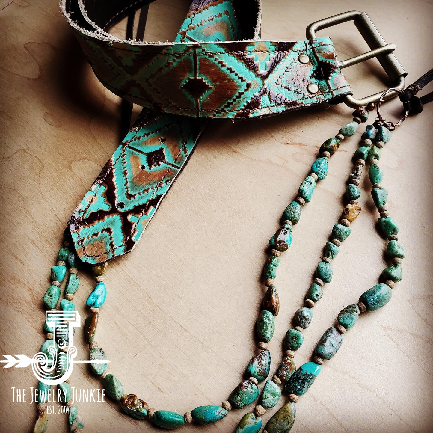 Turquoise Navajo Genuine Leather Belt 901j