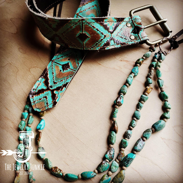 Turquoise Navajo Genuine Leather Belt 901j