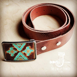 Rectangle Navajo Leather Belt Buckle 901g