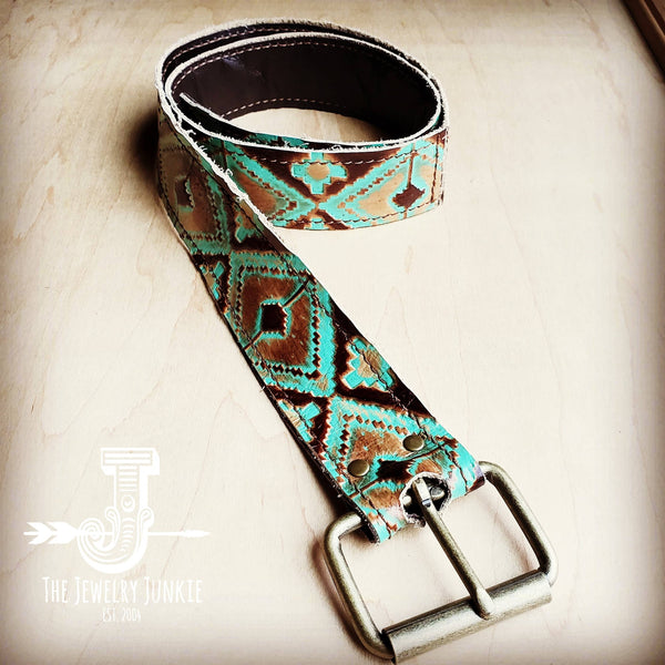 Turquoise Navajo Genuine Leather Belt 901j
