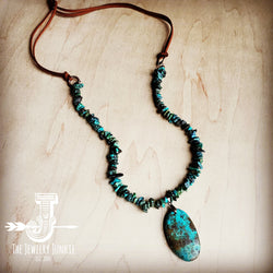Natural Turquoise Chunky Necklace with Large Natural Pendant 250f