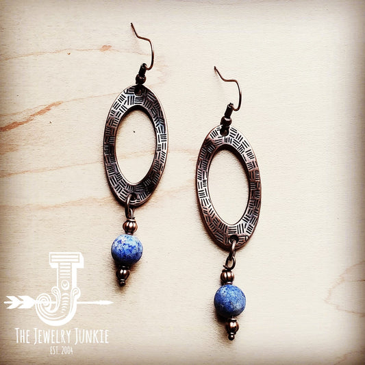 *Frosted Blue Lapis Drop Earrings 234D