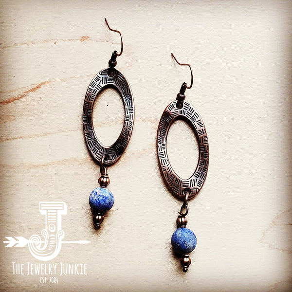 *Frosted Blue Lapis Drop Earrings 234D
