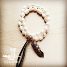 Freshwater Pearl Bracelet with Copper Feather