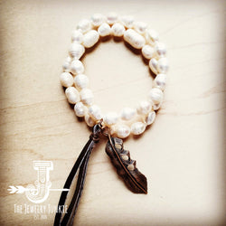 Freshwater Pearl Bracelet with Copper Feather