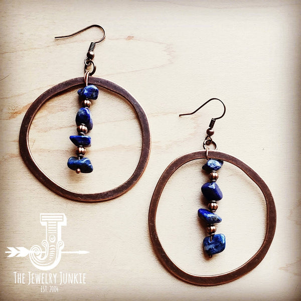 *Copper Hoop Earrings w/ Blue Lapis and Copper 201s