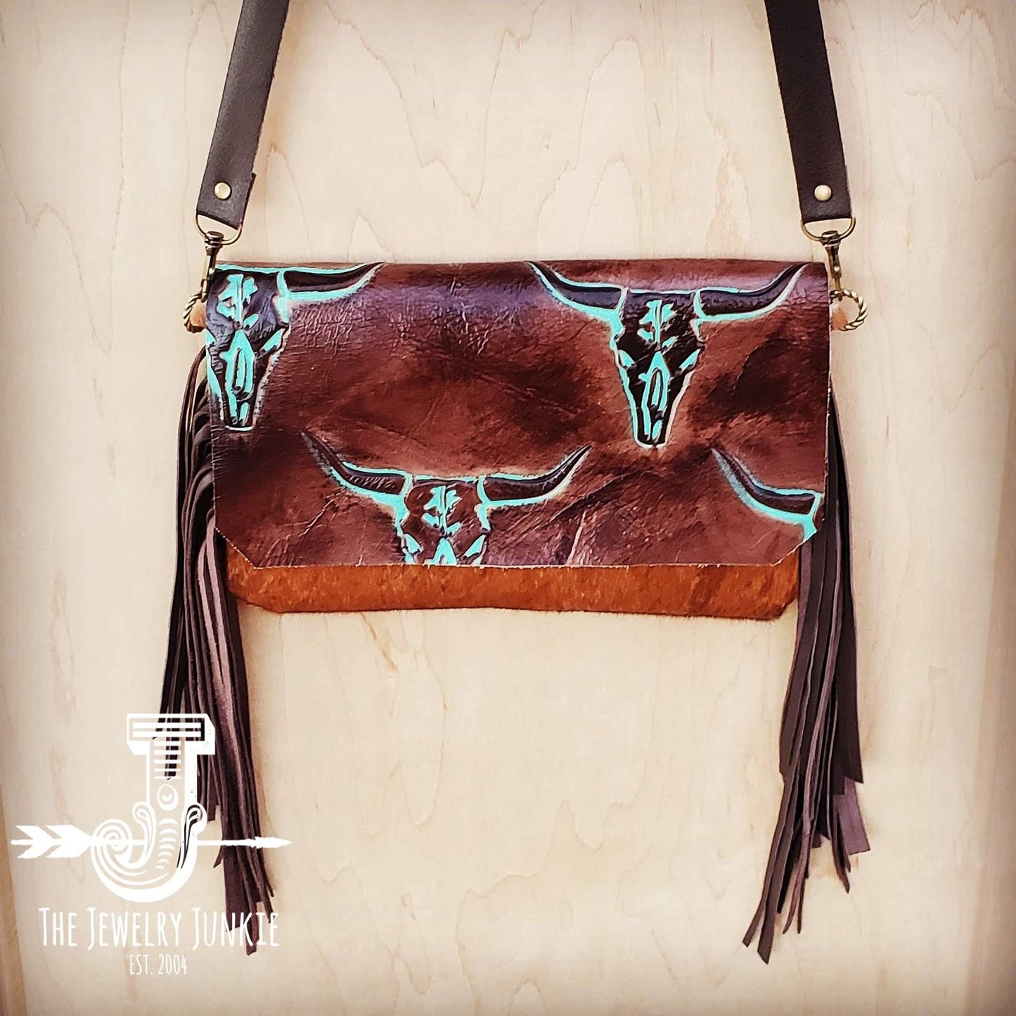*Hair on Hide Handbag w/ Turquoise Steer Head Flap 502d