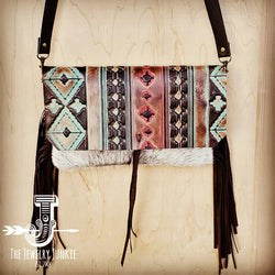 Hair on Hide Clutch w/ Turquoise Navajo Flap 502c