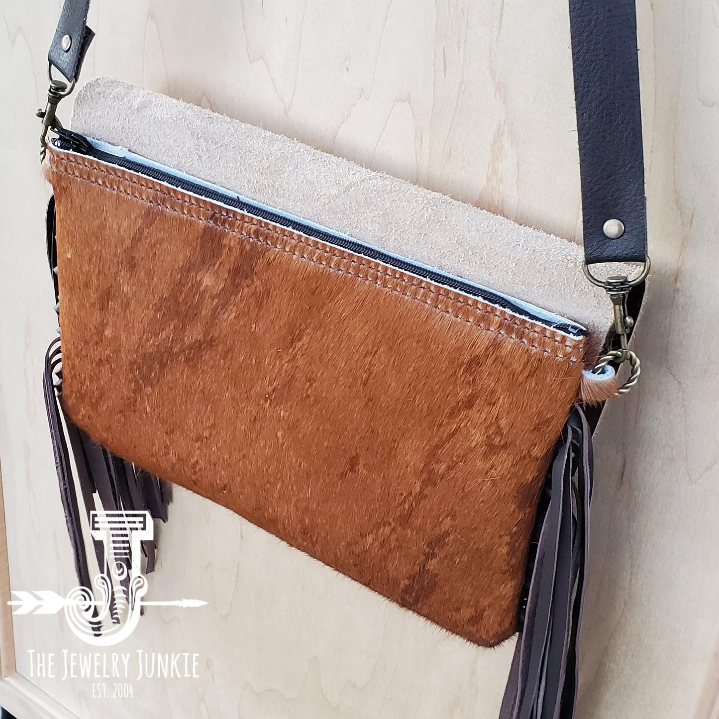 *Hair on Hide Handbag w/ Turquoise Steer Head Flap 502d