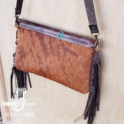 *Hair on Hide Handbag w/ Turquoise Steer Head Flap 502d