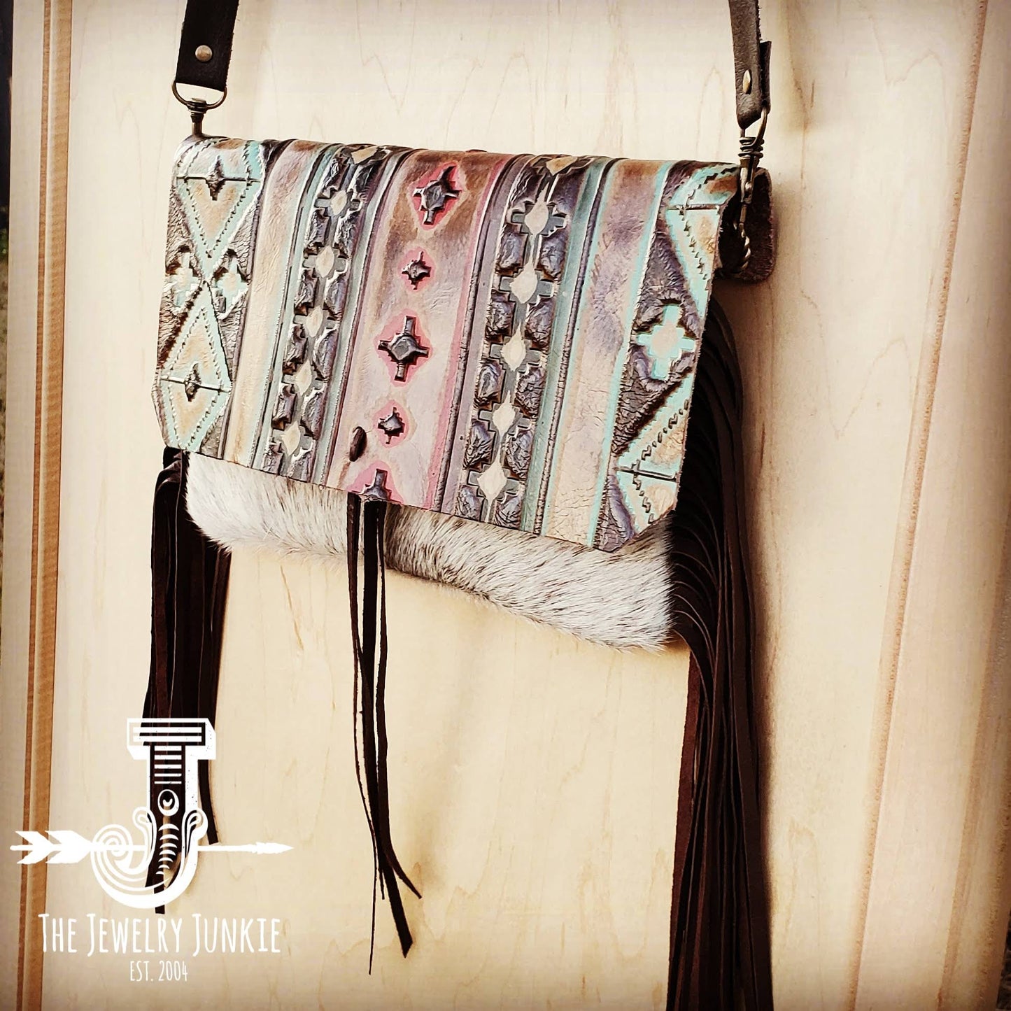 Hair on Hide Clutch w/ Turquoise Navajo Flap 502c