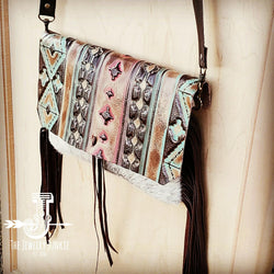 Hair on Hide Clutch w/ Turquoise Navajo Flap 502c