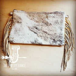 Light Brindle Hair-on-Hide Leather Handbag w/  Fringe 503f