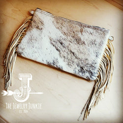 Light Brindle Hair-on-Hide Leather Handbag w/  Fringe 503f