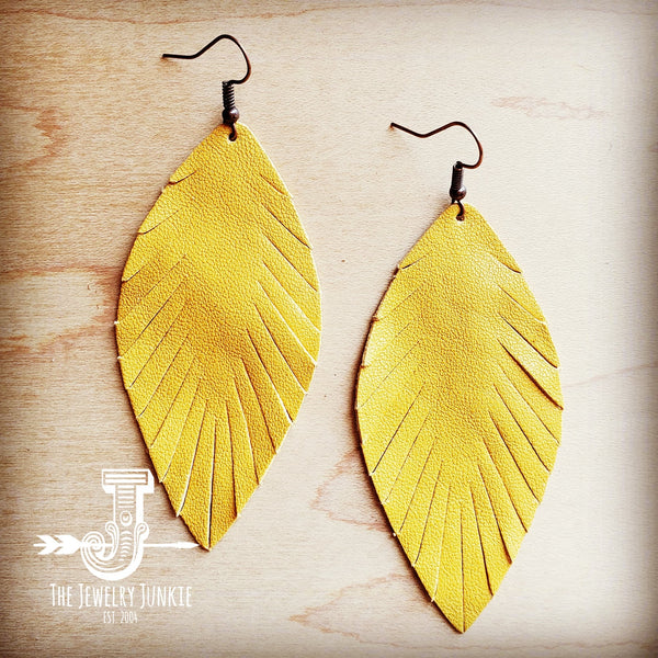 **Yellow Suede Feather Earrings-Medium (202g)