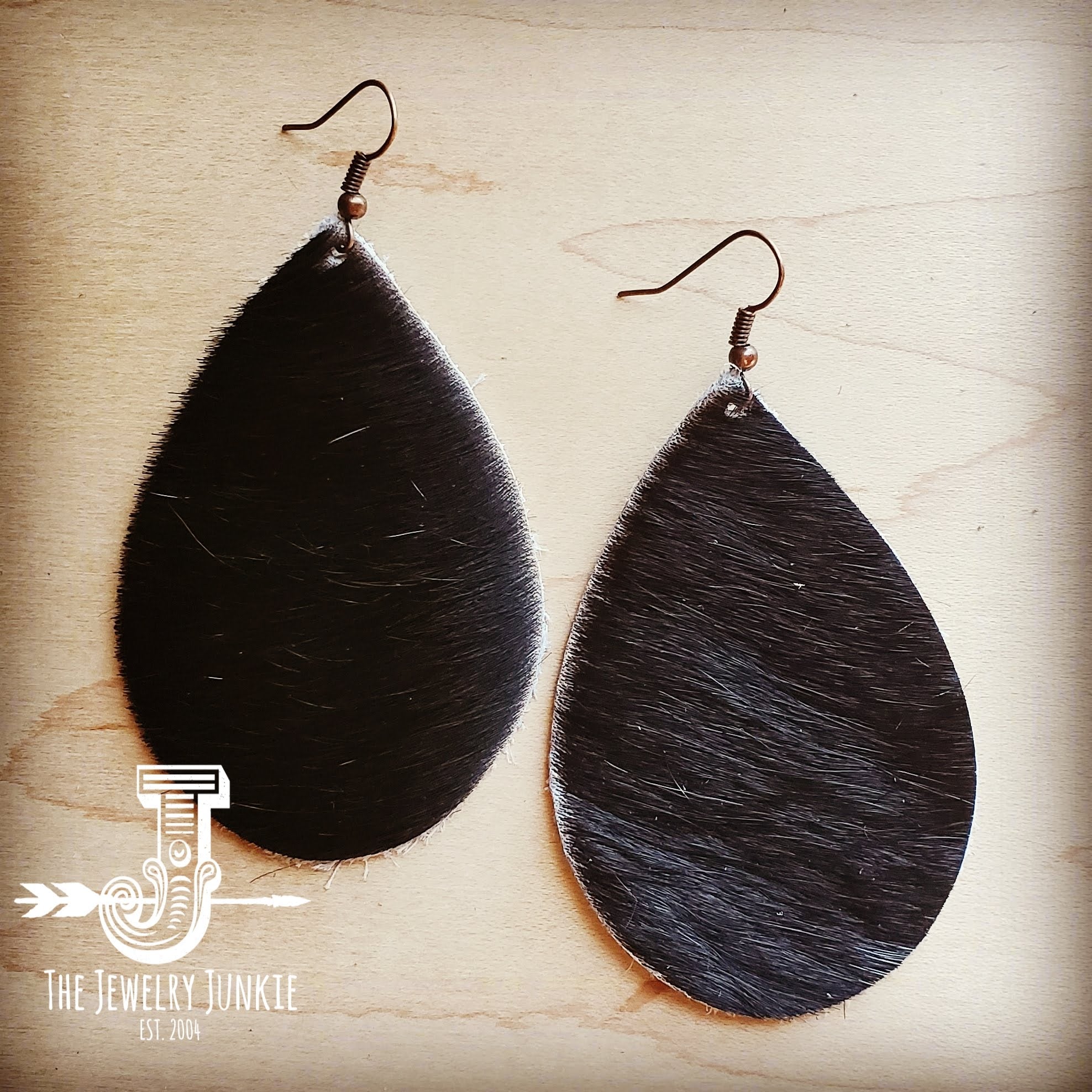 Black leather clearance teardrop earrings
