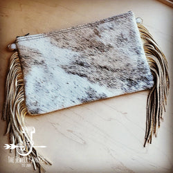 Light Brindle Hair-on-Hide Leather Handbag w/  Fringe 503f