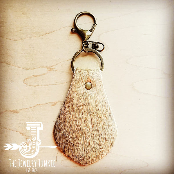 Hair on Hide Leather Key Chain - Naturals 700t