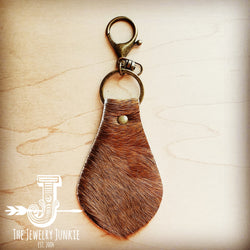 Hair on Hide Leather Key Chain - Naturals 700t