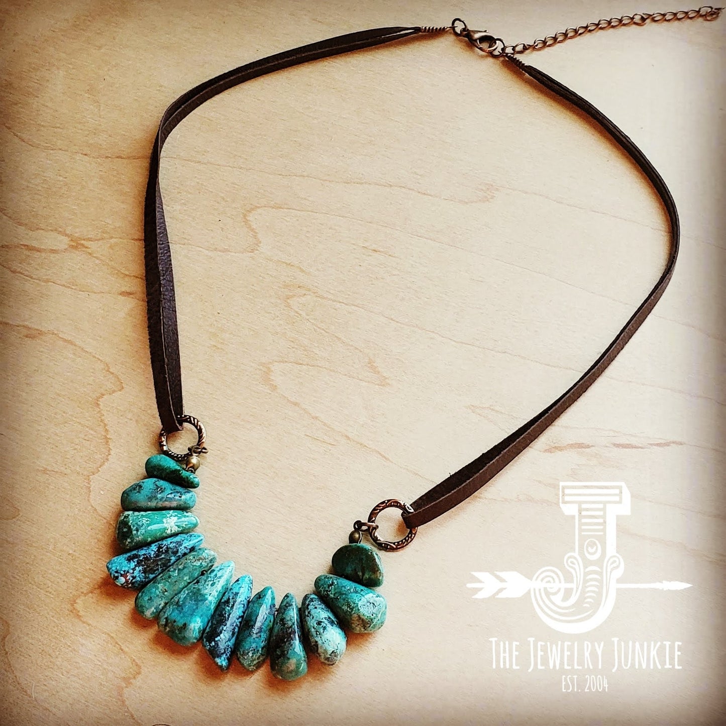Natural Turquoise Leather Cord Necklace 250v