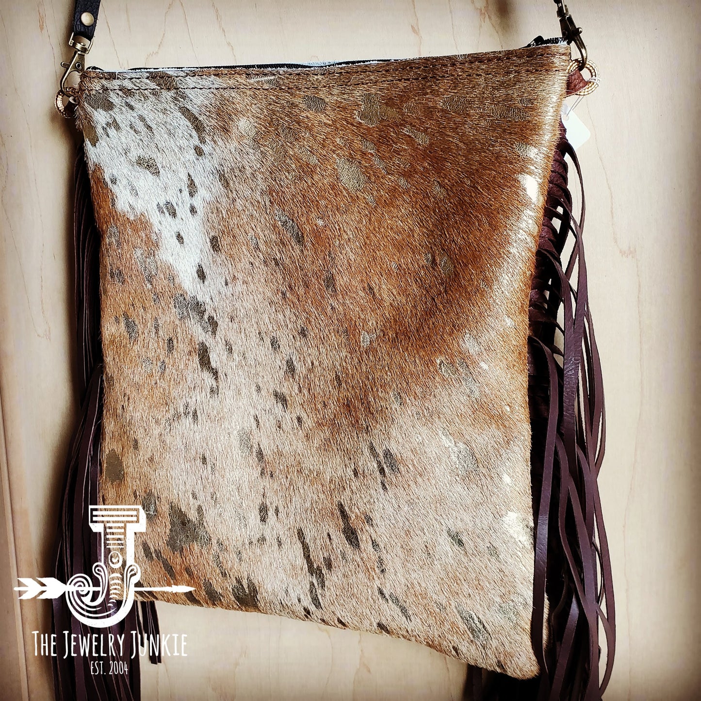 Mixed Metallic Hair on Hide Handbag w/ Leather Fringe 502p