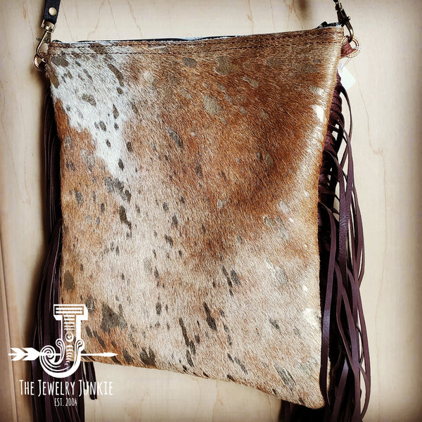 Mixed Metallic Hair on Hide Handbag w/ Leather Fringe 502p