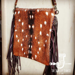 Axis Deer Hide Printed Leather Crossbody Handbag 503r