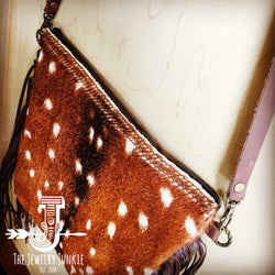Axis Deer Hide Printed Leather Crossbody Handbag 503r