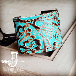 Leather Cuff w/ Adjustable Tie in Cowboy Turquoise 001c