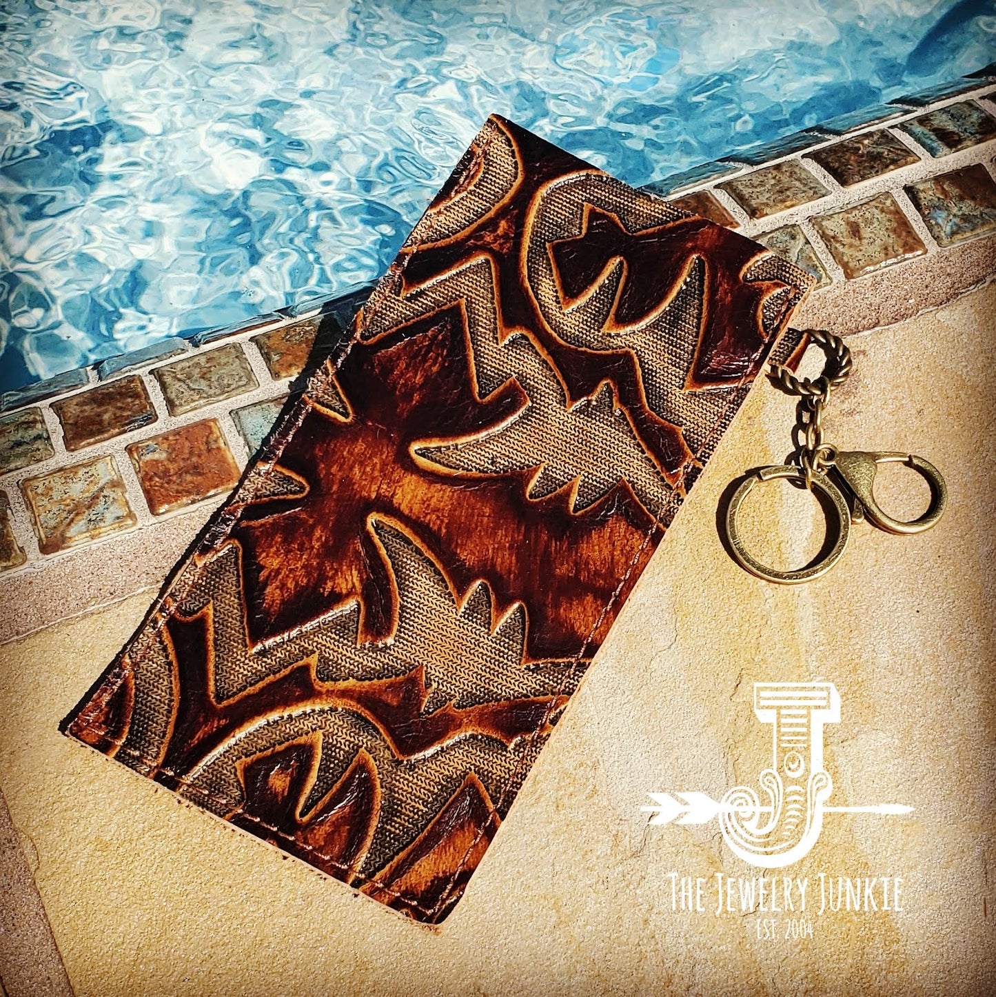 *Embossed Leather Sunglasses Case w/ Keychain-Laredo 100g