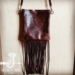 Small Leather Fringe Crossbody Bag With Studs Handmade 