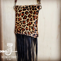 **Small Crossbody Handbag w/ Hair-on-Hide Leopard Leather 504d