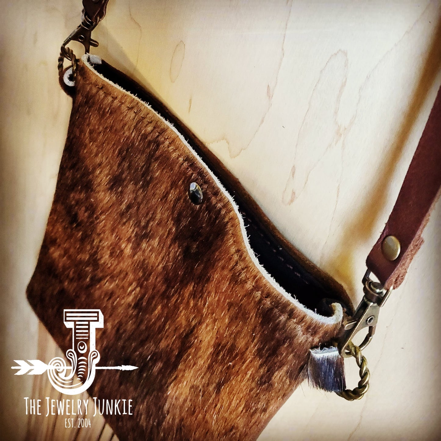 Small Crossbody Handbag w/ Hair-on-Hide Brown Leather 504e