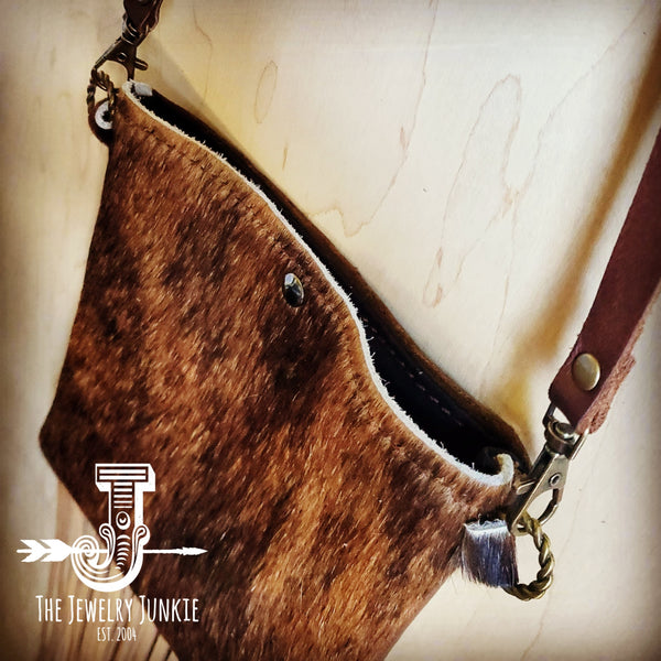 Small Crossbody Handbag w/ Hair-on-Hide Brown Leather 504e