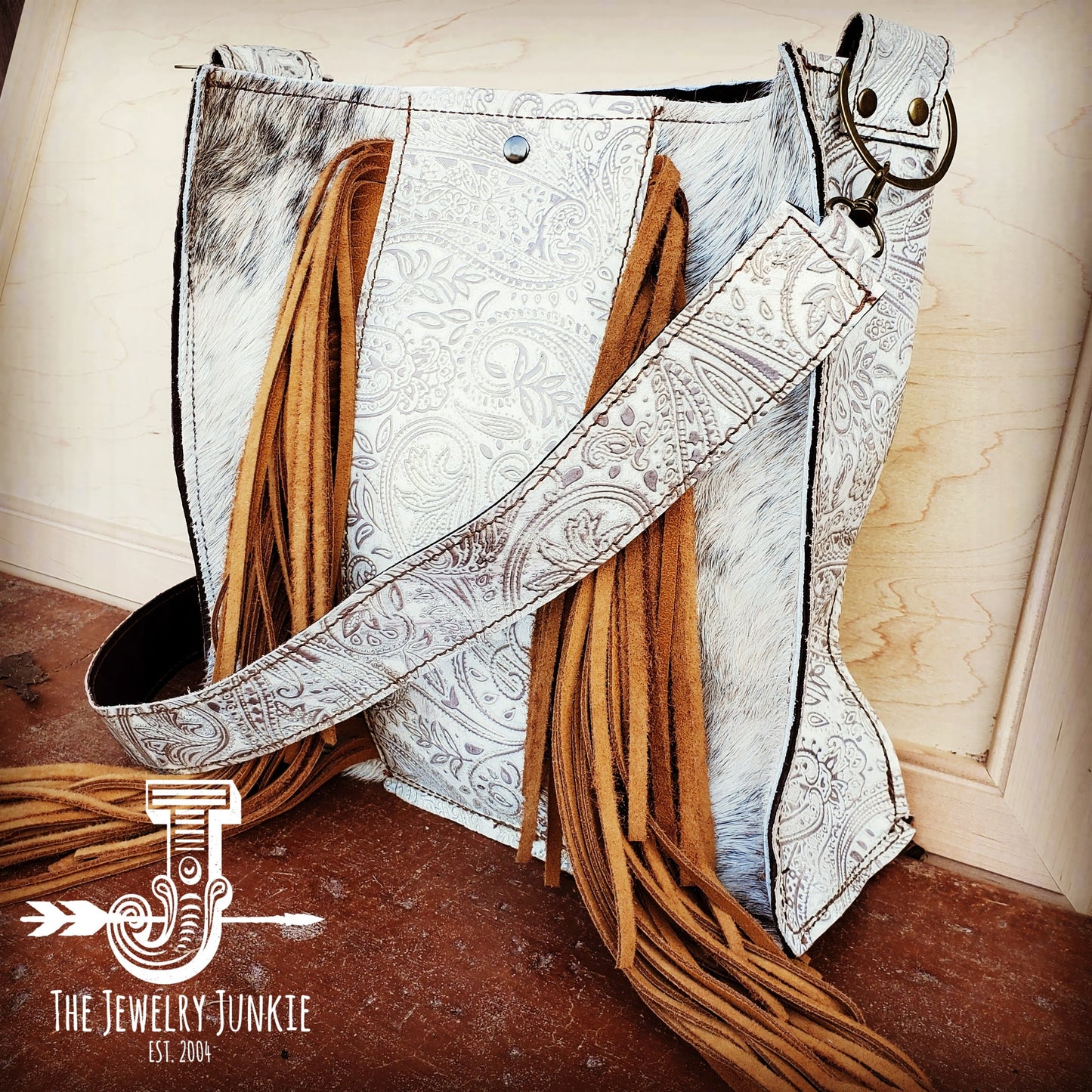Hair on Hide Box Handbag w/ Oyster Paisley Accents 504g