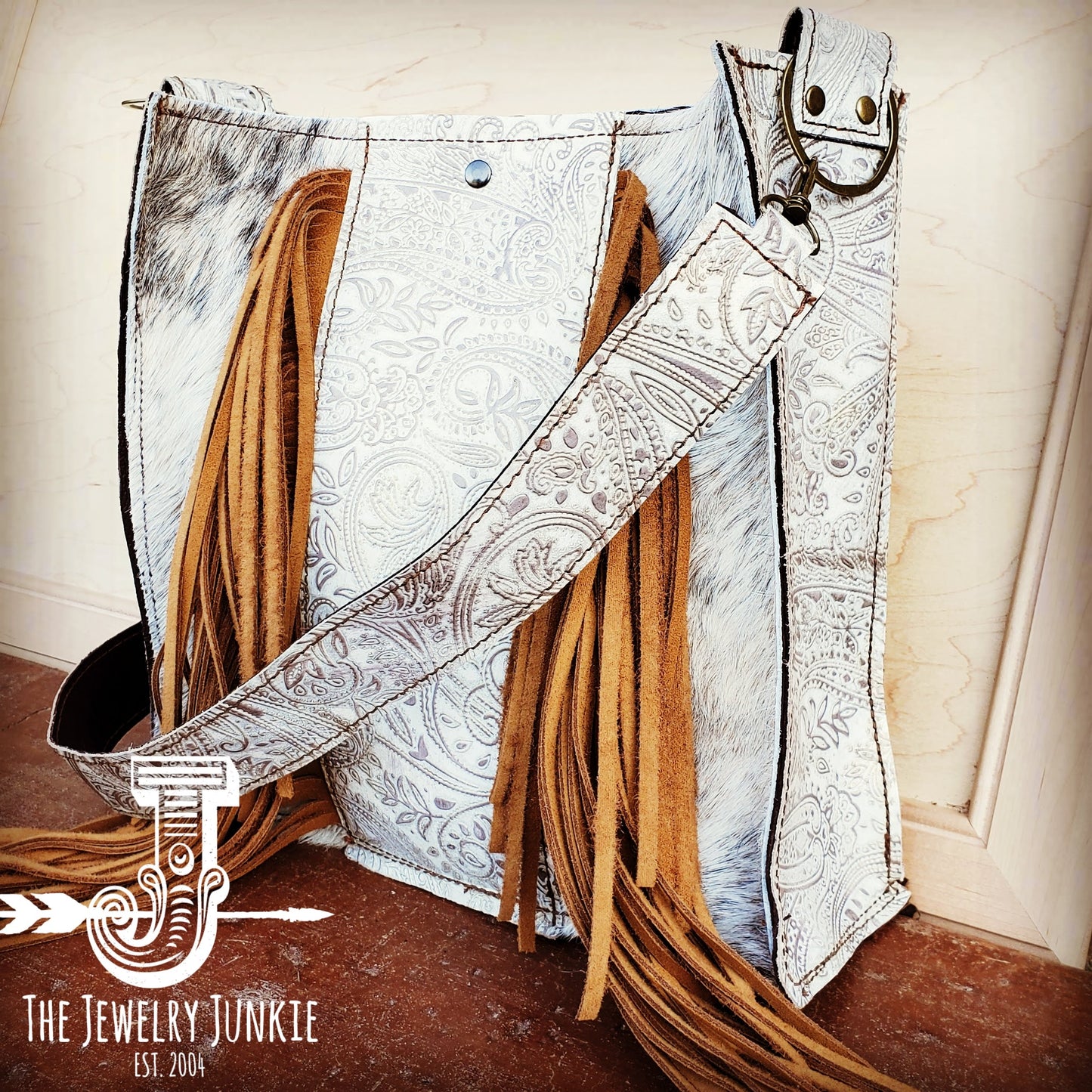 Hair on Hide Box Handbag w/ Oyster Paisley Accents 504g