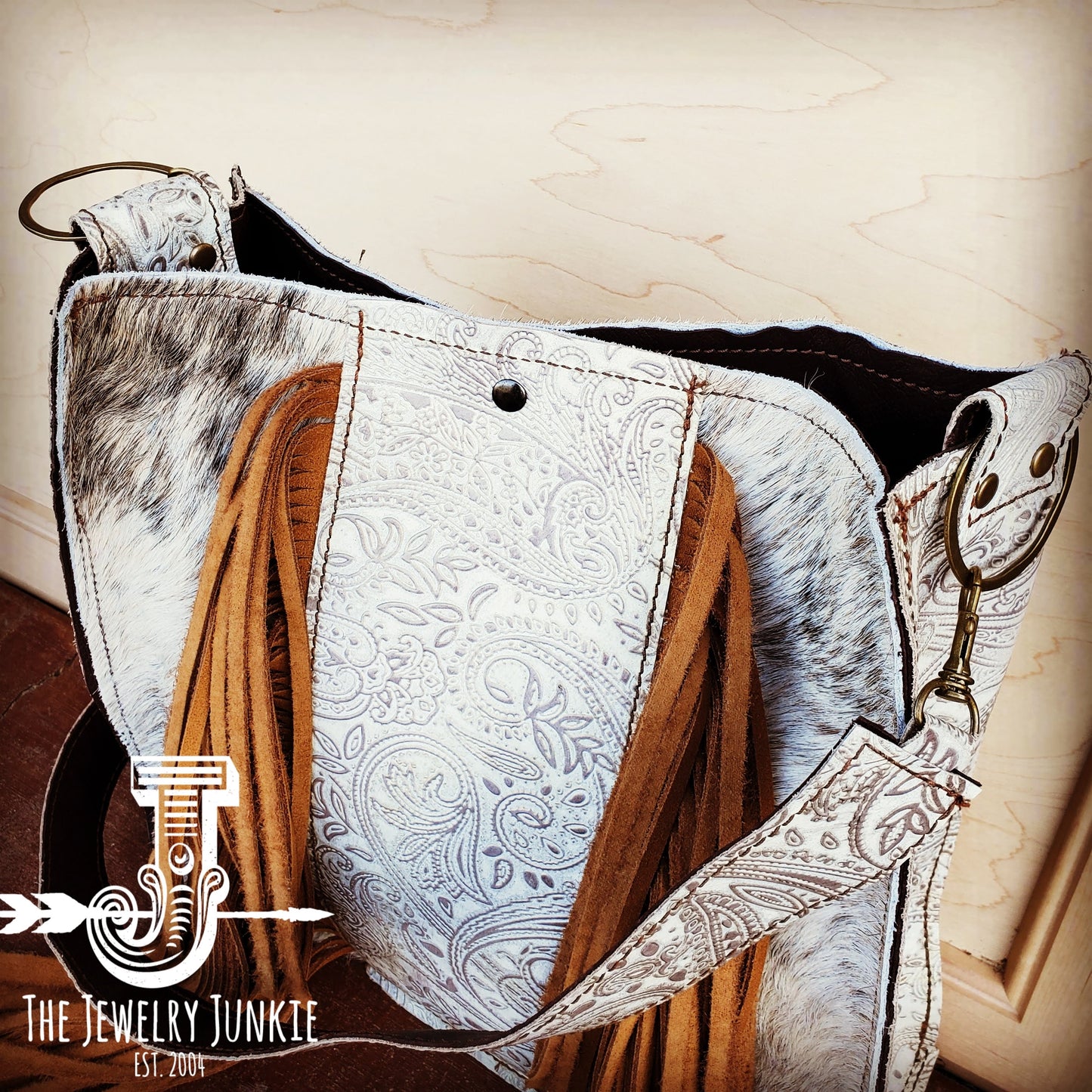Hair on Hide Box Handbag w/ Oyster Paisley Accents 504g