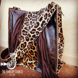 Hair on Hide Box Handbag w/ Leopard Accents  504h