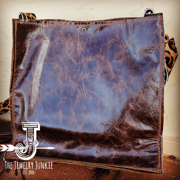 Hair on Hide Box Handbag w/ Leopard Accents  504h
