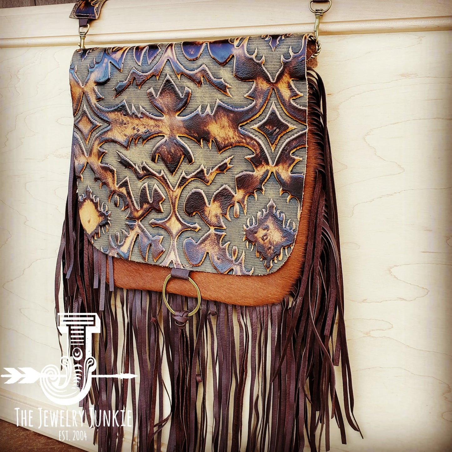 *Hair-On-Hide w/ Brown Laredo Flap Crossbody Handbag 504i